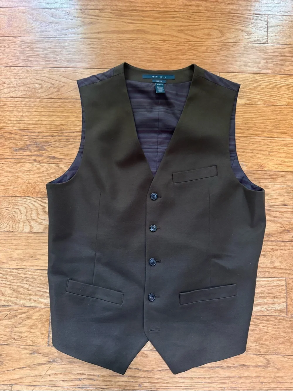 Perry Ellis Mens Slim Fit Waistcoat Vest Sz S Dark Academia Event Formal Dapper